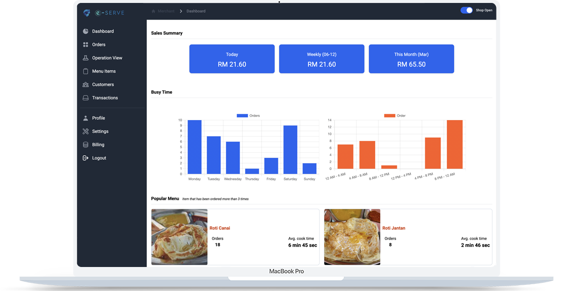 merchant dashboard