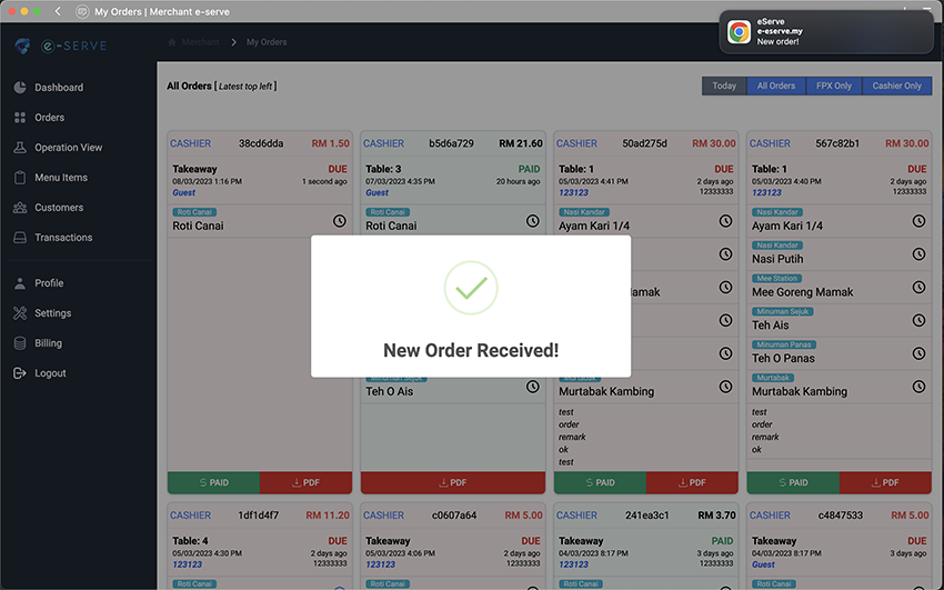 merchant dashboard